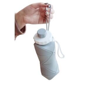 NEW 123 AMORE women's collapsing silicon water bottle in diamond gray